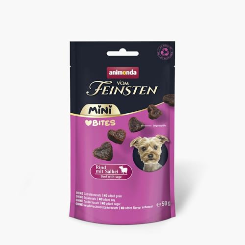 animonda vom Feinsten Mini Hundesnacks Love Bites Rind mit Salbei (10 x 50g), Premium Hundesnacks getreidefreie Hundeleckerlis für ausgewachsene kleine Hunde