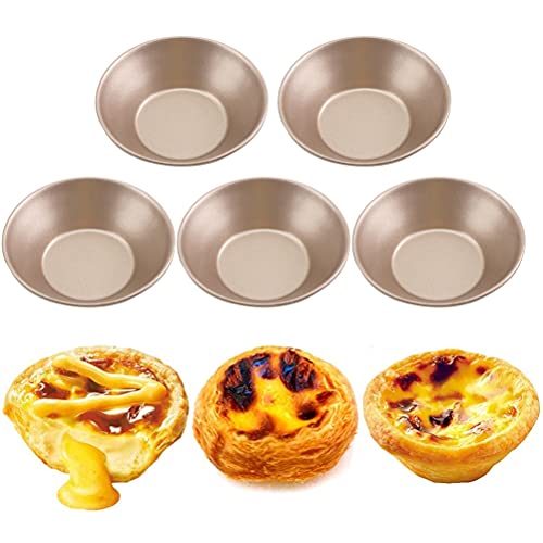 Hemoton 5pcs Egg Tart Mold Cupcake Cake Muffin Mold Tin Pan Baking Tool Mini Cupcake Mold Cookie Liner for Home Restaurant Hotel (Golden)