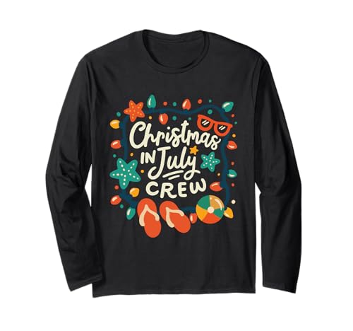 Funny Christmas in July Crew Lights Summer Men Women Kids Manche Longue