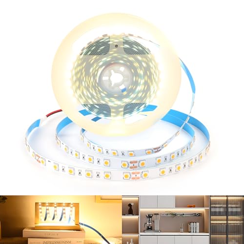 Arotelicht 24V LED Strip warmweiß 300 LEDs 5M 5050SMD Band Leiste Streifen 3000K Lichterkette Stripe Lichtleiste Innen Deko Lichter, nicht wasserdicht IP20, 60LEDs/M