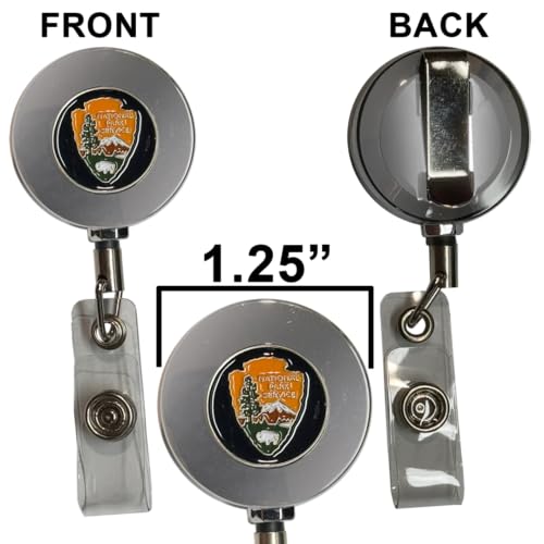 BL18-015 NPS National Park Service Park Ranger Guide Metal ID Reel Retractable Card Holder4