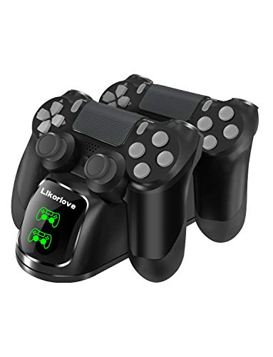 Chargeur Manette PS4/Slim/Pro, Likorlove DualShock 4 Double USB Charge de Console Station avec indicateur LED de Recharge Rapide pour Playstation 4 PS4 Slim Pro Contrôleur Sans Fil Charging Dock Stand