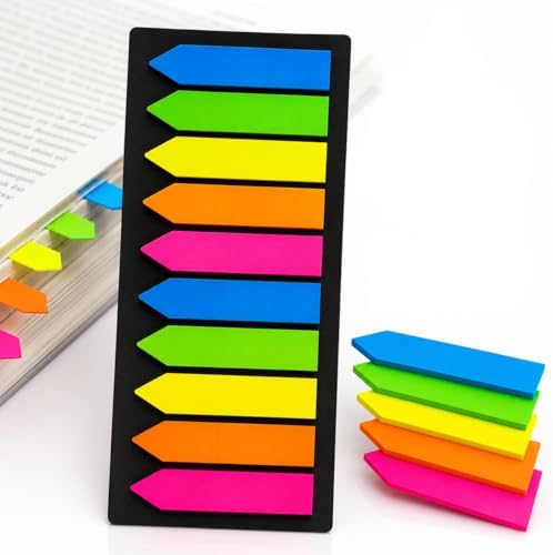 Marcador de Página Adesivo 200 Folhas 10 Cores Neon Vibrantes Rep...