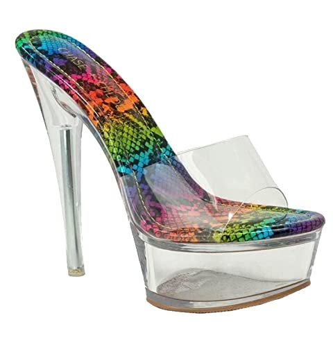 Chase & Chloe Women's Clear Stiletto High Heel Platform Sandals