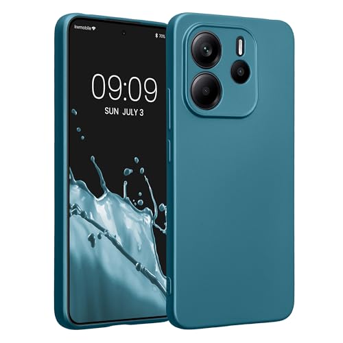 kwmobile Carcasa Compatible con Xiaomi Redmi Note 14 4G (No para 5G) Funda   Funda Ultrafina de TPU con Bordes elevados   Azul metálico