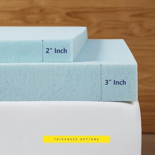 Image of Twin Mattress Topper 2 Inch Gel Infused Memory Foam Cooling Pad CertiPUR US Certified - Enhance Sleep Quality with Pressure Relief and Temperature Regulation, Twin