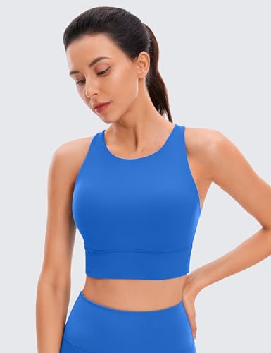 Image of CRZ YOGA Butterluxe Longline Sports Bras | Light Support, Removable Pads, Yoga, Extremely Soft, Criss Cross Back, High Neck, for Women