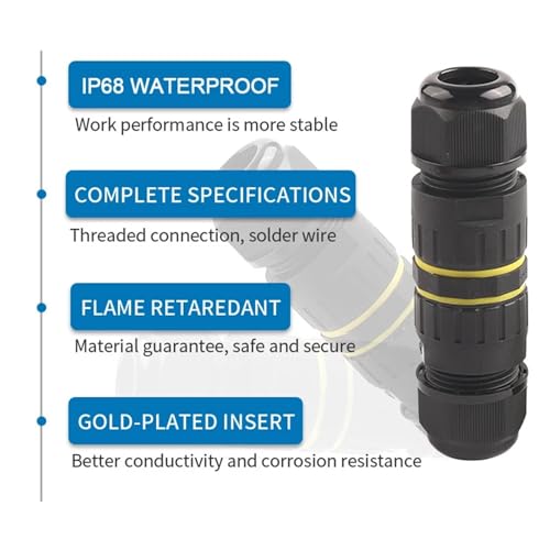 1 Stück IP68 M25 wasserdichter elektrischer Steckverbinder – 2/3/4/5-poliger Verdrahtungsanschluss for 5–14 mm schnelle Kabelverbindung(1Set 3P 9.0-12.0mm)