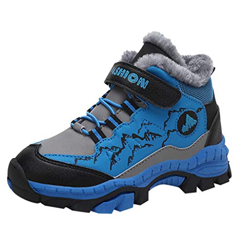 Children's Boys Girls Plus Cotton Outdoor Sports Shoes Casual Non-Slip Hiking Shoes Footwear Running Shoes 8-13Y