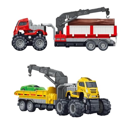 Image of Car & Wooden Transport Truck 1:43 Metal Toys Alloy Diecast Truck Set Toy, Diecast Miniature Car Model Best Birthday Gift for Kids[Multicolor = Pack of 2 Truck]