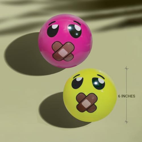 Image of GENIE'S Toy Bus 6-Inch Smiley Scented Play Ball | for Pool, Beach & Garden | Perfect for Outdoor & Indoor Play | PVC Ball for Kids & Adults I Pack of 2 (Multicolor)