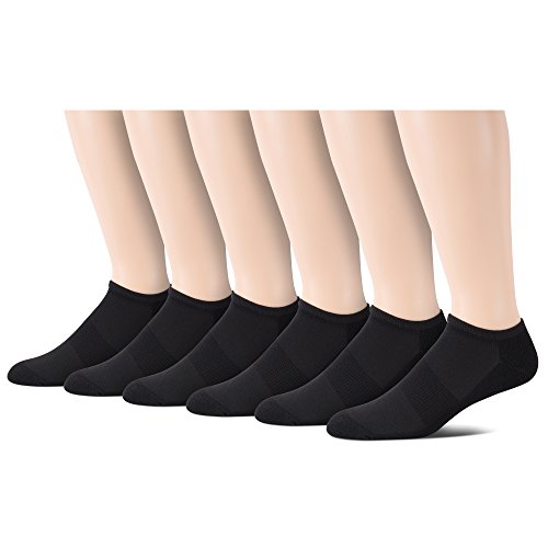 La De Da Women's 6 Pack Game Sport No Show Athletic Socks, Black, 911