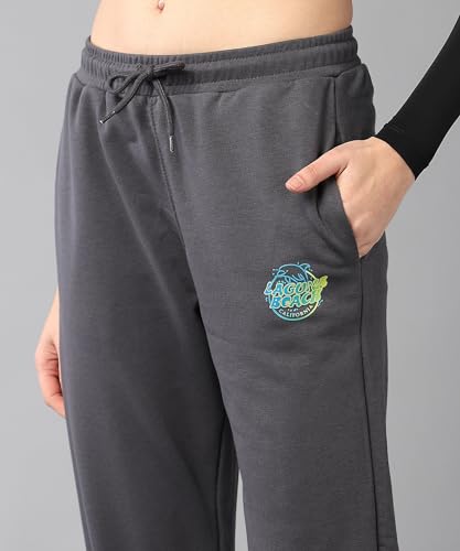 Image of Alan Jones Clothing Women's Comfort Fit Mid Rise Solid Ankle Length Cotton Track Pant