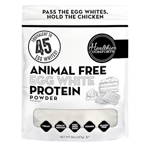 Healthier Comforts Animal-Free Egg White Protein Powder | Make Vegan Egg Omelets, Angel Food Cake, Meringue, Protein Shakes | Whips and Binds Just Like Traditional Egg Whites (8 oz)