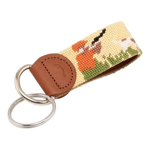 Image of Leather Hand-Stitched Needlepoint Key Fob or Key Chain