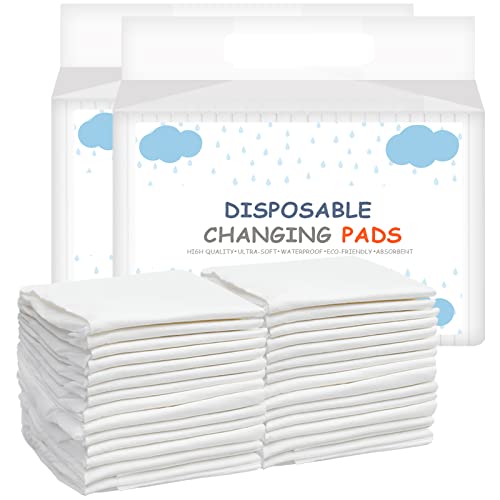 Image of Baby Disposable Changing Pad, 50 Pack Soft Non-Woven Fabric Breathable Waterproof Underpads, Portable Leak-Proof Mattress Protector, Incontinence Bed Pads (Big White)