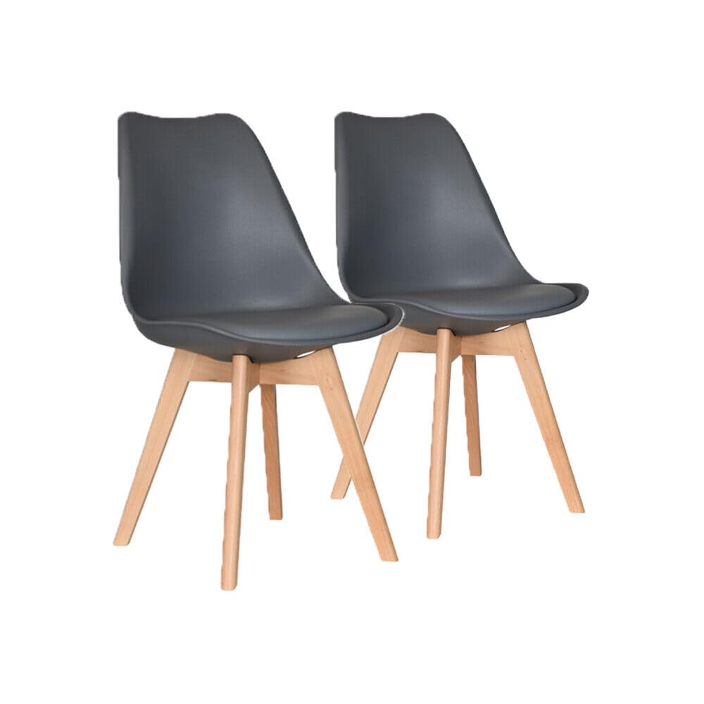AVC Designs Set of 2 Dining Chairs Designer Wooden Home Office Commercial (Dark Grey)