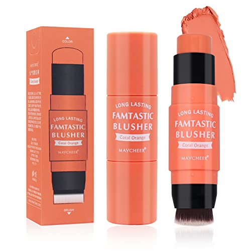 Bâton de Blush pour Les Joues, Bâton de Fard à Joues crème imperméable, Bâton de Fard à Joues au Lait, Hydratation longue durée avec Pinceau pour les lèvres, les joues et les ombres à Paupières Cover