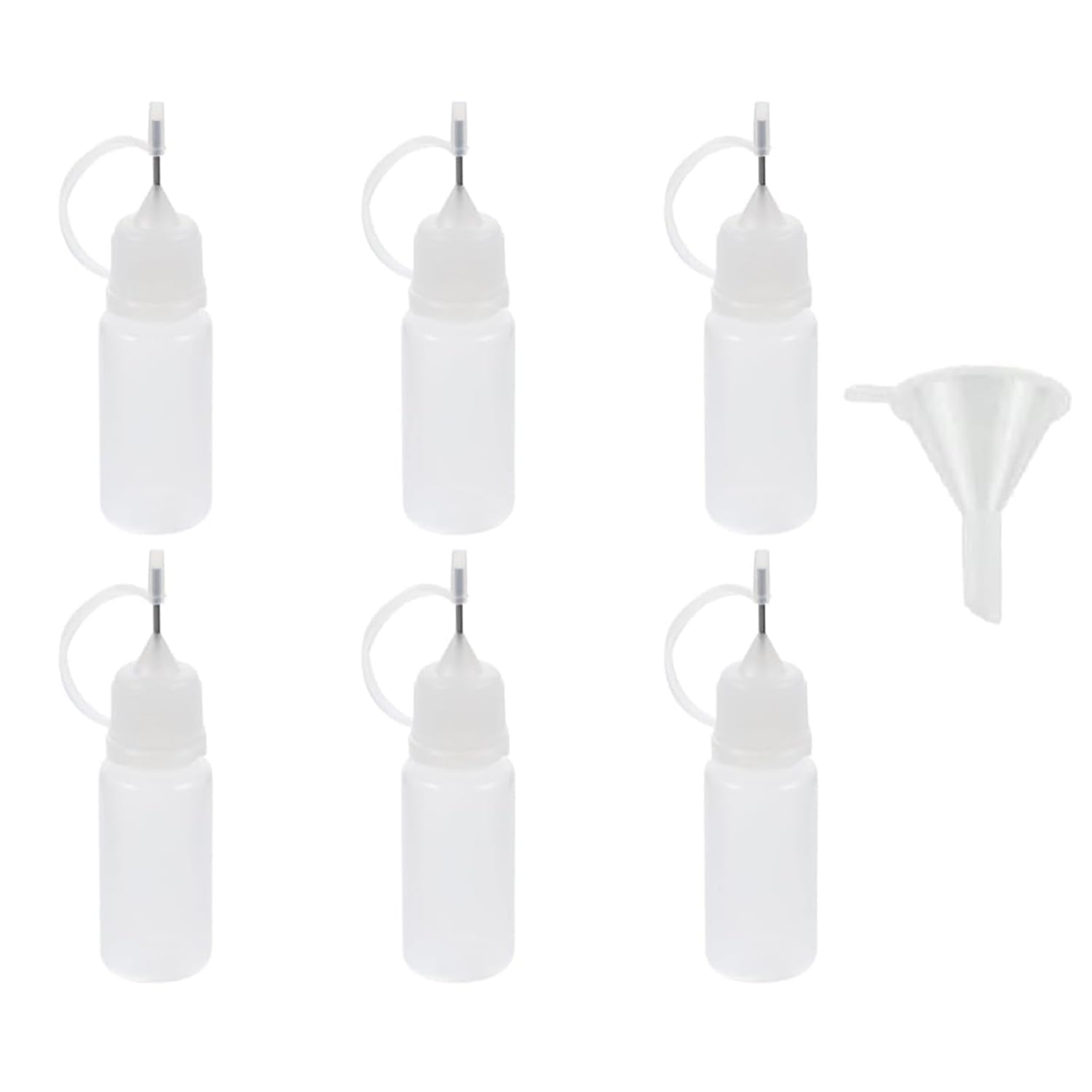 Vnidjgb Clear 6 Pcs Precision Needle Tip Applicator Bottles, 10 Ml Small Needle Bottle Applicator, Liquid Dropper Filling Bottles,For Diy Quilling Craft, Oiler Bottle, Small Gluing Projects(