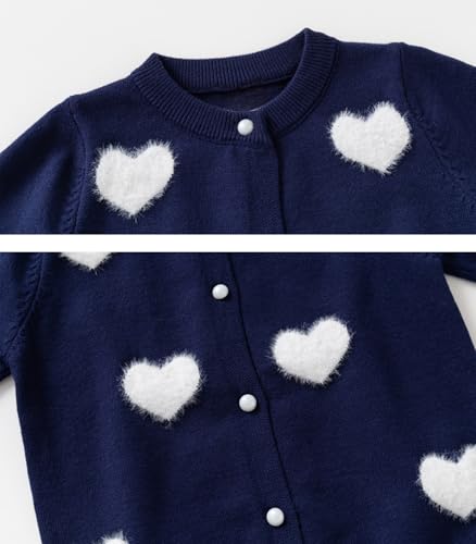 Image of CM-Kid Girl's Knit Sweater Cardigan Heart Long Sleeve Button Up Jacket Coat