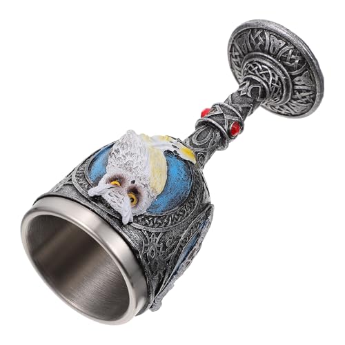 HOLIDYOYO Copa de Halloween Forma de Búho, Cáliz Decorativo de Acero Inoxidable y Resina, Copa Elegante para Beber Cerveza y Vino, Adecuado para Fiestas y Decoración de Escritorio