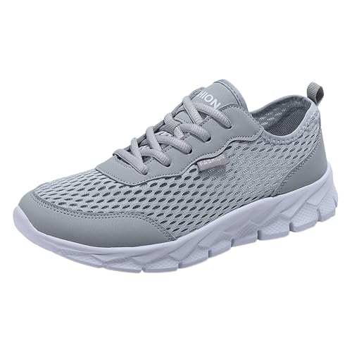 Genérico Zapatos De Malla Hombre Zapatillas Transpirables,Tallas Grandes Ultra Ligeros con Cordones Uela Flexible Antideslizante Zapatos Ideales Color Sólido para Correr Gimnasio O Uso Diario