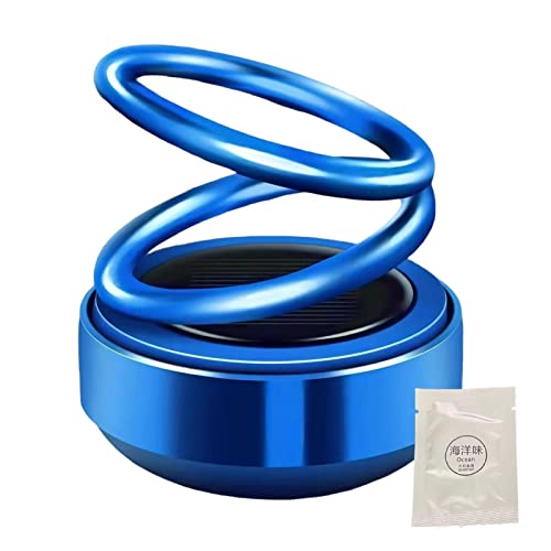Virtcooy Car Aromatherapy Car Diffuser, Solar Rotating Double Ring Suspension Car Aromatherapy Ornament, Auto Rotating Air Freshener, Car Interior Decor Fragrance Gifts