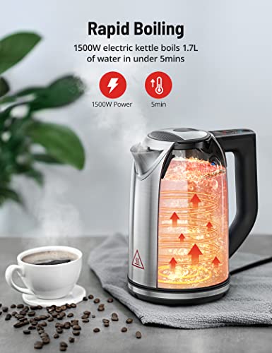 Electric Kettle,Tea Kettle With 6 Temperature Settings,Paris Rhône 1.7L Cordless Hot Water Boiler Heate,Strix Thermostat,Touch Control,Auto-Shutoff/Boil-Dry Protection, Keep Warm,Led Indicator,Coffee #TOP1