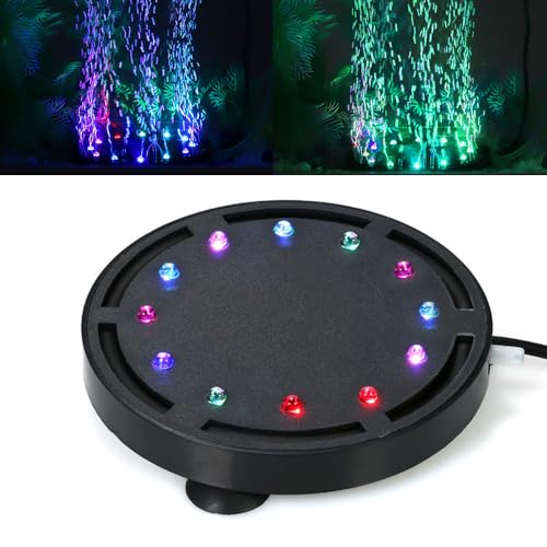 Mineup Aquarium Luftstein, Aquarium Sprudler, Sprudelstein für Aquariu mit RGB LED, Aquari Luftausströmer, Aquariu Sauerstoff Diffusor Set für Aquari Fisch Tank Gelösten Sauerstoff und Deko（125mm）