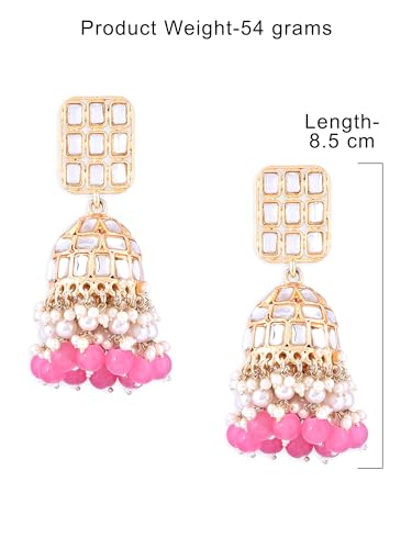 Cluster Beads & Kundan Statement Jhumki Earrings