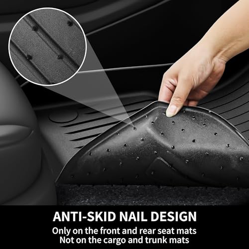 OEDRO Floor Mats Fits for Tesla Model Y 5-Seater 2025 2024-2020 Custom Fit All Weather TPE Automotive Interior Cargo Liners Trunk Mats Accessories for Model Y (NOT for Model Y Juniper) 6 Pcs Mats Set