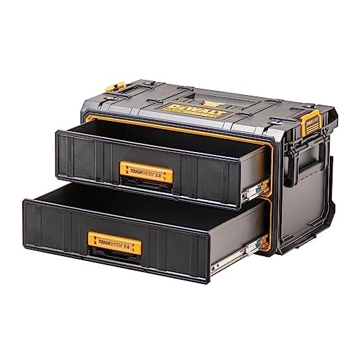 Dewalt Toughsystem 2.0 Schubladeneinheit DWST83529-1 (mit zwei tiefen Schubladen, kugelgelagerte Schienen, Etikettenhalter, Belastbarkeit 10kg pro Schublade, kompatibel mit anderen Toughsystem Boxen)
