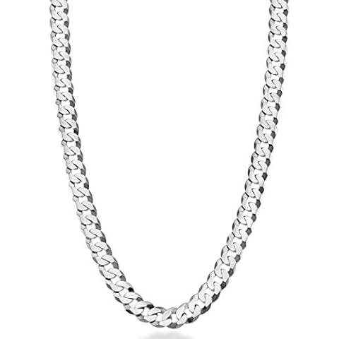 Miabella Solid 925 Sterling Silver Italian 7mm Diamond Cut Cuban Link Curb Chain Necklace for Men Women (Length 20 Inches (Short)) Cover