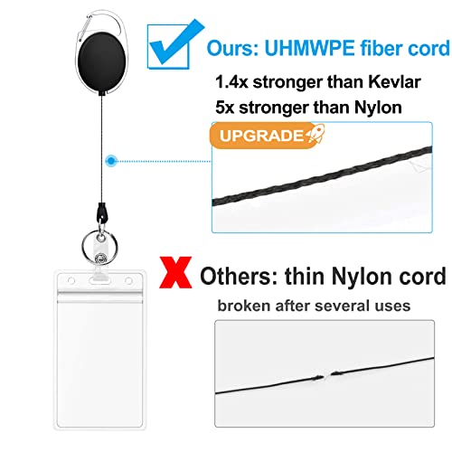 5 Pack Id Badge Holder With Clip – Badge Reels Retractable Heavy Duty – Clear Id Card Holder Retractable – Vertical Lanyard Id Holder With Carabiner Badge Reel – Badge Holders With 24 Inches Pull Cord #TOP1
