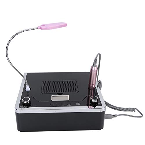 ANGGREK 4 in 1 Nail File Drill Nail Suction Dust Collector Gel Nail Curing Lamp LED Desk Lamp Nail Dryer Light Nail Grinding Machine for Acrylic Gel Nails 108W (Black)