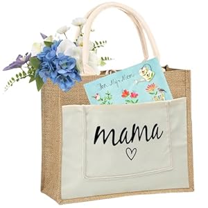 Pwctnt Mama Jutebeutel Einkaufstasche mit Blumen