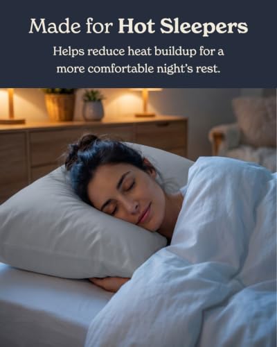 Image of Beckham Hotel Collection Cooling Pillowcases for Hot Sleepers, Standard /Queen Size Set of 2, Cool Touch Pillow Cases, Envelope Closure, Silky Soft, Breathable, Light Gray