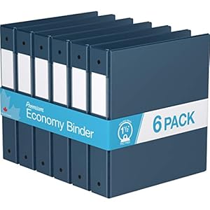 Premium Economy 1.5-Inch Binders, 3-Ring Binders for School, Office, or Home, Colored Binder Notebooks, Pack of 6, Round…