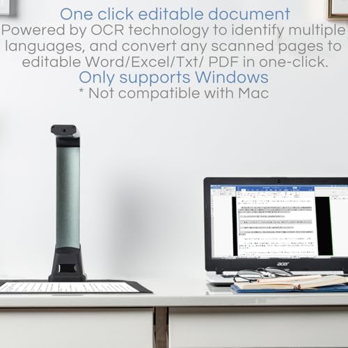 Image of Document Camera: Multilingual OCR Portable Document Scanner HD A4 Scanner for Online Teaching and Students, Distance Learning, Only for Windows