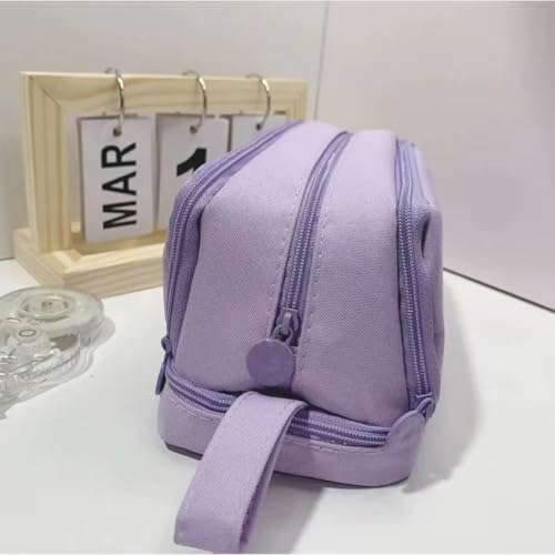Image of Storio Pencil Box Pouch for School Kids Girls & Boys Aesthetic | Cute Stationary Compass Box Case Organiser | 2 Compartments for Girls Boys Teen School Students Adults - Purple