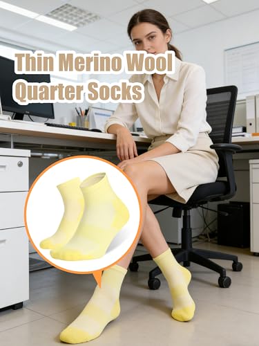 Image of Merino Wool Ankle Socks, Men's Women's 90% Wool Athletic Thin Running Moisture Wicking Socks, 3 Pairs