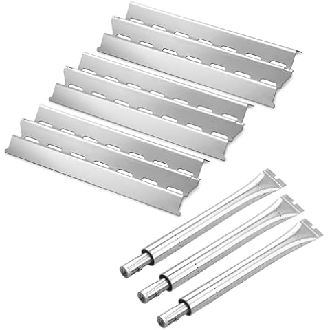 Zemibi Grill Replacement Parts for Broil King Signet 320, 9468-54, 9865-54, 9468-54, 9468-84, Signet 20, Signet 70, Signet 90, Stainless Steel Grill Heat Plates and Grill Burner Tube, 3 Pack Cover