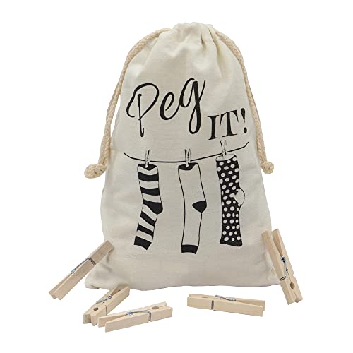 JVL Peg It, Peg Bag with Wooden Pegs, Pack of 100 (19-243)