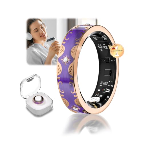 qitquns 6 Gen Diamond Smart Ring and Wireless Charging Case 【Industry Rank 1-0 Measurement Error】 2026 Smart Ring for Women - Advanced Health Tracker for Wellness and Activity Tracking, Purple 8#