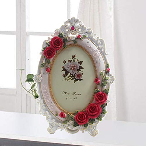 Besportble Victorian Floral Picture Frame European Style Vintage Tabletop Oval Photo Frame Photo Holder Vertically Photo Displayer Desk Home Decoration #TOP4
