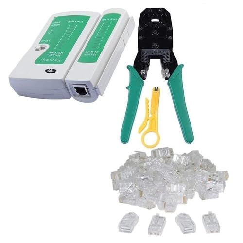 3-in-1 RJ45 RJ11 Crimping Tool Kit with Network LAN Cable Tester & 25 PCS RJ45 Connectors, Ethernet Crimper Combo Set for Cat5, Cat5e & Cat6 UTP LAN Cable Installation and Repair-picture-19