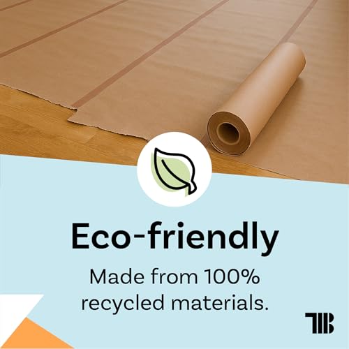 Image of TapeManBlue Floor Protection Paper, 36 inch x 166 ft Roll, Made in USA, 69# Brown Rosin Masking Paper Roll, 100% Recycled, Thick Floor Covering for Painting, Moving, and Construction