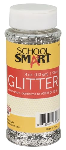 School Smart Craft Glitter 4 Ounce Jar Silver