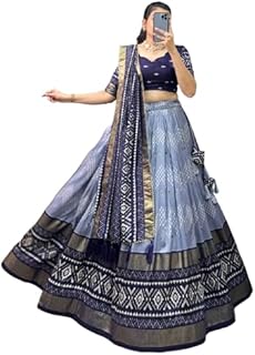 radhvi biz Women,s Tussar Silk With Bindi And Foil Print Lehenga choli Set-picture-42