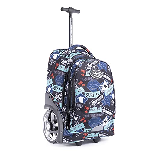 Ocean s Wave Mochila Escolar Trolley XXL Ocean DR - 50 x 34 x 26 cm - Capacidad de 30 Litros - 2 Bolsillos de Cremallera - Mango Adaptable en 3 Posiciones Mochila con Ruedas de 18 cm